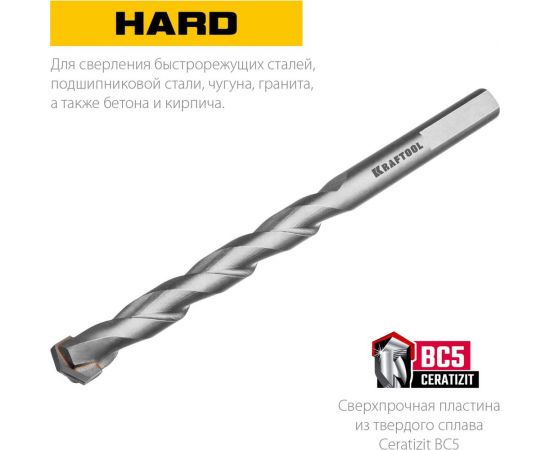 Сверло специальное по твёрдым материалам KRAFTOOL Hard 12x160 мм 29177-160-12 – изображение 2