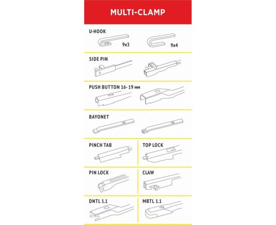 Щетка стеклоочистителя всесезонная бескаркасная бесшумная 14"/350 мм с адаптерами WOG WGC1401 – изображение 3