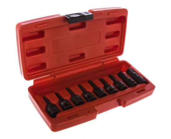 Набор ударных бит-головок 3/8"" HEX H3-14 мм, длина 52 мм, в кейсе (9 предметов) JTC J309H – изображение 4