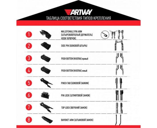 Дворник бескаркасный 19"/480 мм Artway AL-480 – изображение 6