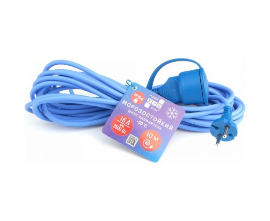 Морозостойкий удлинитель Power Cube в бухте, 16А/3,5 кВт, 1розетка без заземления, 10м, ip54 2x1.5 мм2, PC-2F-R-10(IP) 