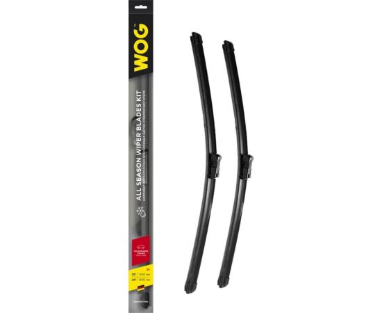 Комплект всесезонных бескаркасных бесшумных щеток стеклоочистителя (2 шт; 24""/600 мм; 20""/500 мм""; Push Button) WOG WGC1416 