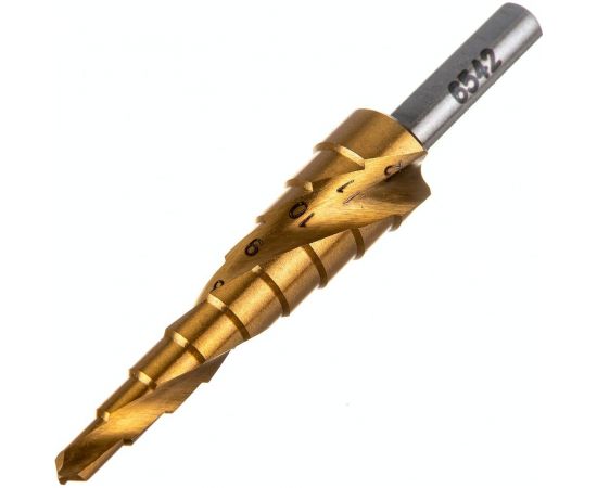 Сверло ступенчатое по металлу SPIRAL HSS-TiN 4-12х1/70 мм D.BOR SDSP-TIN-04-12-06 