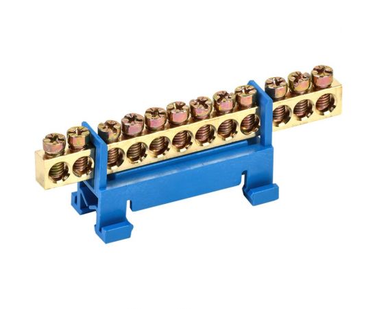 Нулевая N шина с синим изолятором тип Стойка на DIN-рейку REXANT 6x9 мм 12 групп 11-2355 