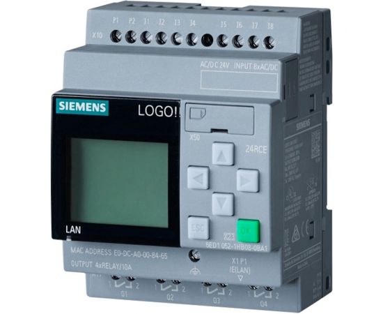 Логический модуль с дисплеем Siemens LOGO! 24RCE, питание 24 В реле, 8 DI4 DQ 6ED10521HB080BA1 6ED1052-1HB08-0BA1 