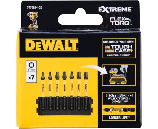 Биты FLEXTORQ SQ1, SQ2, SQ3, 57 мм, 7 шт Dewalt DT70824-QZ 