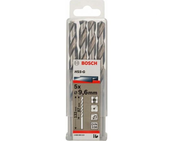 Сверло HSS-G STANDARD (5 шт; 9.6х133 мм; HSS) по металлу Bosch 2608585519 – изображение 2