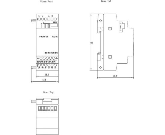 Модуль расширения Siemens LOGO! AM2 AQ 2AO, 0-10В /0...4-20мА 6ED10551MM000BA2 – изображение 2