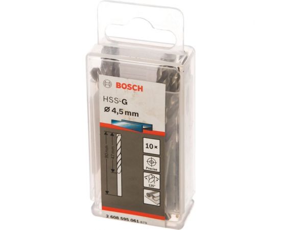 Сверло HSS-G Standardline (10 шт; 4.5х80 мм; HSS) по металлу Bosch 2608595061 – изображение 2