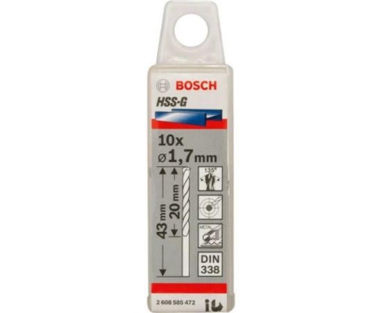 Сверло по металлу Standardline (10 шт; 1.7х43 мм; HSS-G) Bosch 2608585472 – изображение 2