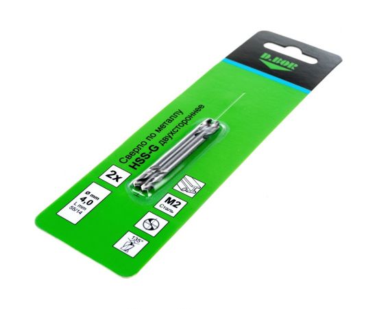 Сверло по металлу шлифованное двухстороннее HSS-G 4х14х55 мм, 2 шт D.BOR D-TD-DE-HSS-040-02 – изображение 3