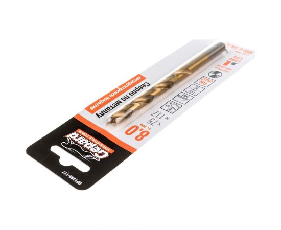 Сверло спиральное по металлу 8x75x117 мм, HSS-TIN GEPARD GP1380-117 – изображение 3