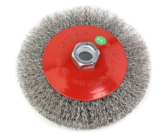 Щетка коническая (115 мм; M14; ворс гофрированный сталь 0.3 мм) для УШМ EuroBrush 13-168 EB-KSS3 – изображение 4