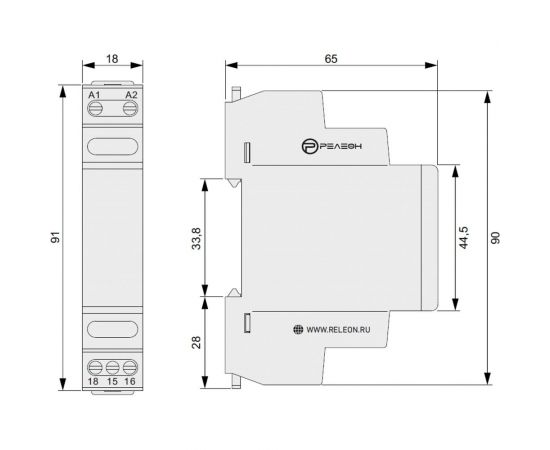 Реле времени РЕЛЕОН импульс при включении 1 перекидной контакт 8А; 24-240 AC/DC; RT121024000 – изображение 5