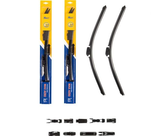 Комплект бескаркасных щеток стеклоочистителя 530/530 мм, 10 адаптеров KRAFT 830899 