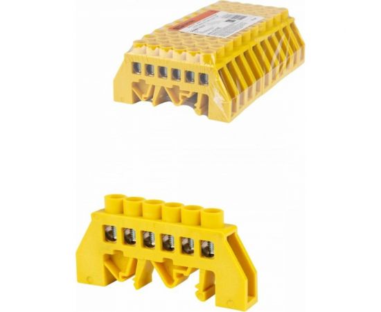 Шина PE TDM земля в желтом изоляторе на DIN-рейку 8x12мм 6 групп SQ0801-0214 