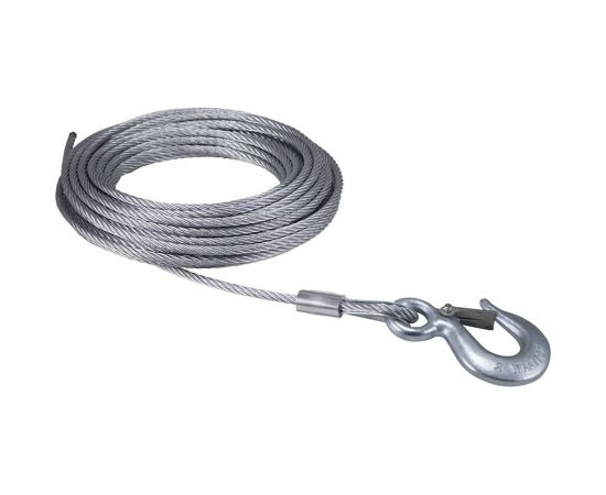 Трос стальной канат с крюком г/п 500 кг, 6 мм, 20 м, нержавейка для лебёдки OCALIFT tros6zk20m 