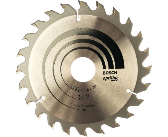 Диск пильный по дереву OPTILINE (165х30 мм; 24T) для ручных циркулярных пил Bosch 2608640602 
