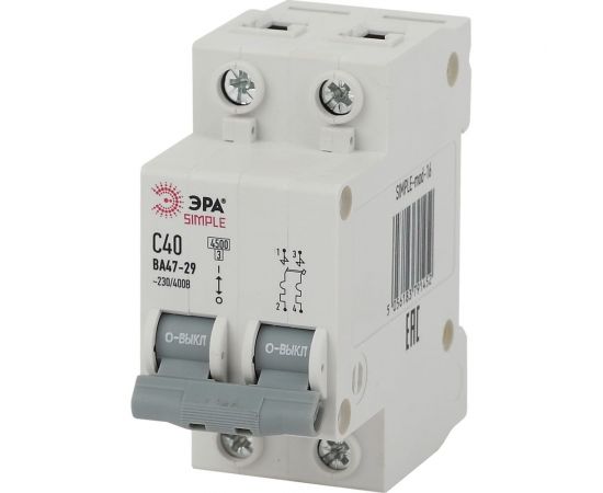 Автоматический выключатель ЭРА SIMPLE ВА 47-29 2P 6А C 4,5кА Б0039227 – изображение 2