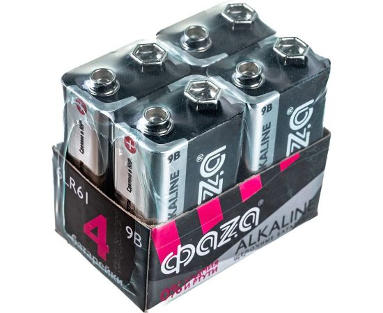 Алкалиновая батарейка ФАZА 6LR61 Alkaline Pack-4 5030602 – изображение 2