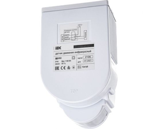 Детектор движения IEK ДД 012 1100Вт, угол обз. 180град., дальн. 12м, IP44, бел. ИЭК LDD10-012-1100-001 – изображение 3