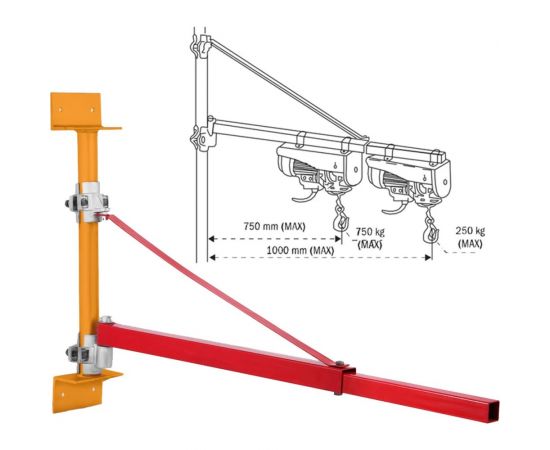 Штанга поворотная для подвеса мини тали на стену 750-1100 мм OCALIFT oca1004894w – изображение 3