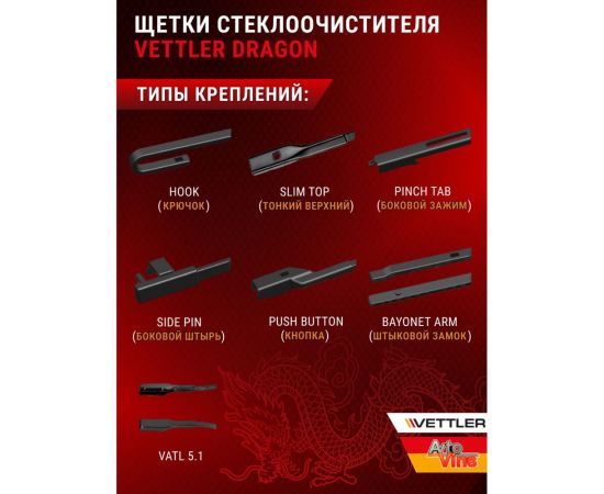 Щетка стеклоочистителя гибридная DRAGON 600 мм/24 дюйма VETTLER 7309168 – изображение 4