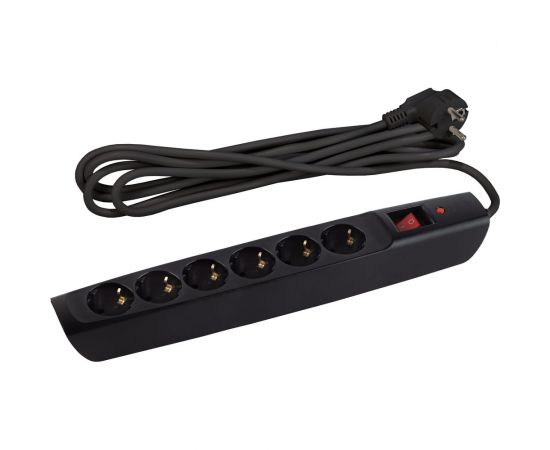 Сетевой фильтр ЭРА SFX-6es-2m-B с надежной защитой с заземлением с выключателем 6 розеток 2м 10А черный, Б0044024 