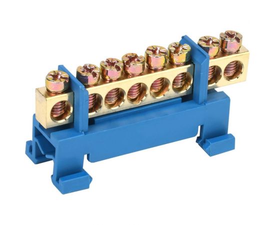 Нулевая N шина с синим изолятором тип Стойка на DIN-рейку REXANT 6x9 мм 8 групп 11-2353 