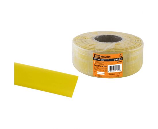 Термоусаживаемая трубка TDM ТУТнг 50/25 желтая (25 м/ролл) SQ0518-0107 