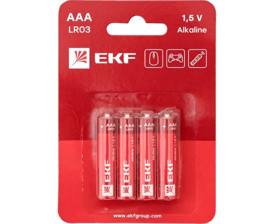 Алкалиновая батарейка EKF типа ААА(LR03) блистер 4шт. LR03-BL4 