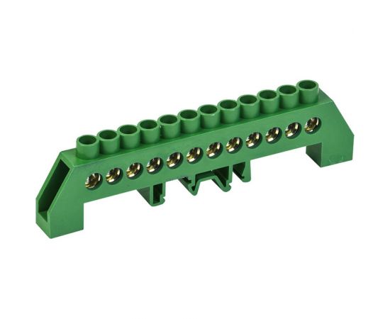 Шина PE земля в комбинированном зеленом изоляторе на DIN-рейку REXANT 6x9 мм 12 групп 11-2309 