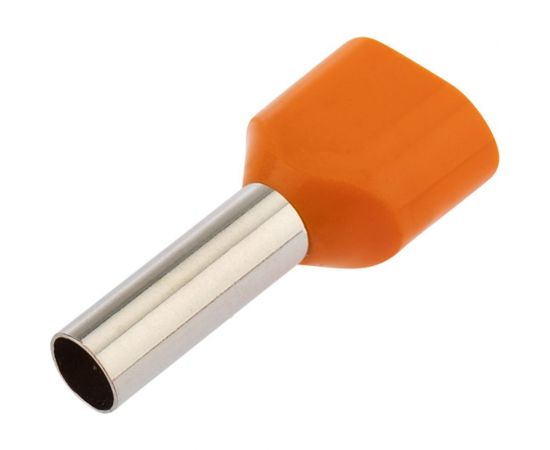 Штыревой втулочный изолированный наконечник REXANT F-12 мм 2x4 мм2 НШВи2 4.0-12 оранжевый 10 шт 06-0411-A 