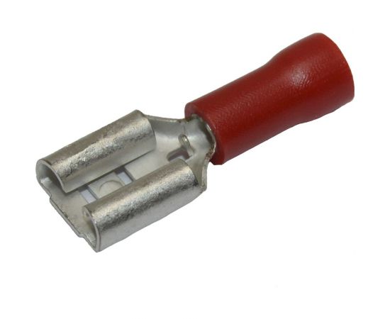 Плоский изолированный наконечник KLR RRD-1638 с манжетой мама 6,3x0,8 Красный НУ=100шт 6501638 