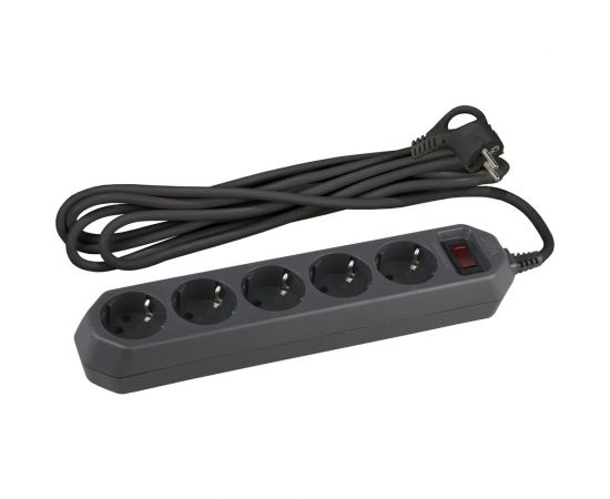 Сетевой фильтр ЭРА USF-5es-3m-B черный с заземлением 3x0,75мм2, с выкл, 5гн, 3м Б0019034 