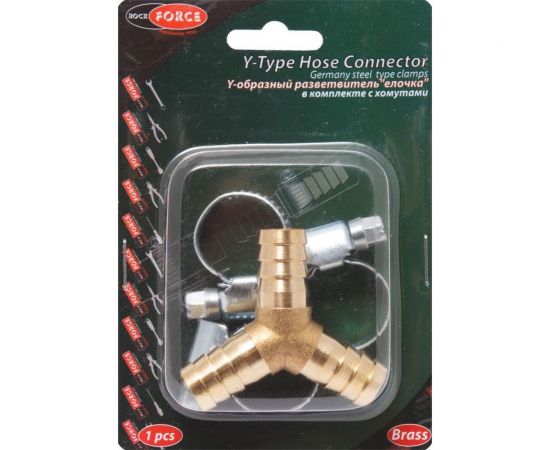 Разветвитель Y-образный елочка 8 мм с хомутами ROCKFORCE RF-E102-5/2 