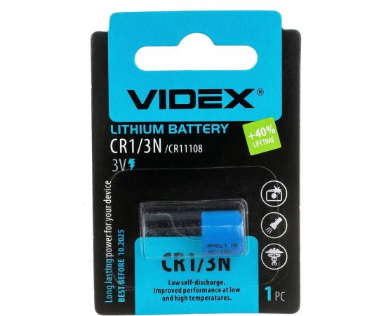 Литиевый элемент питания Videx CR1/3N 1BL 3.0V VID-CR1/3N 
