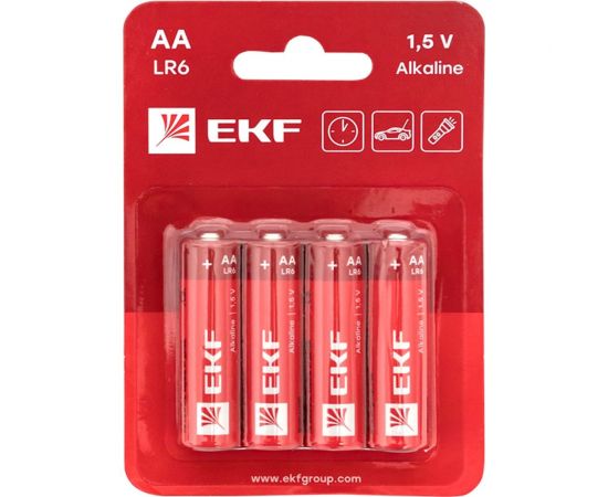 Алкалиновая батарейка EKF типа АА(LR6) блистер 4шт. LR6-BL4 