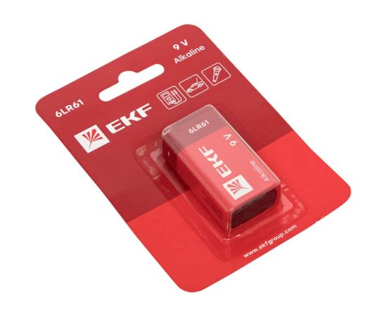 Алкалиновая батарейка EKF 9V 6LR61 блистер 1шт. 9V-BL1 – изображение 2