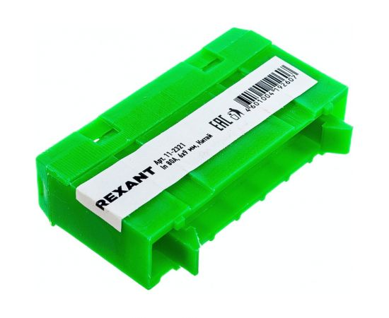 Шина PE земля в корпусном зеленом изоляторе на DIN-рейку REXANT 6x9 мм 7 групп 11-2321 – изображение 2