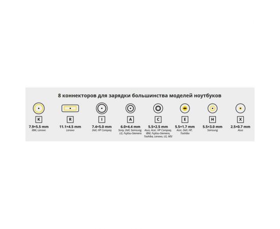 Блок питания TopOn 90W универсальный 16V-20V 4.5A (8 коннекторов) 170 см TOP-U90W – изображение 2