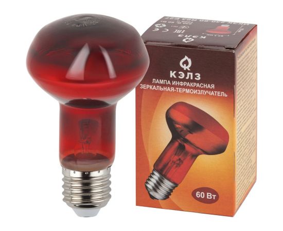 Инфракрасная лампа ЭРА ИКЗК 230-60 R63 Е27 для обогрева животных 60 Вт Е27, Б0057281 – изображение 2