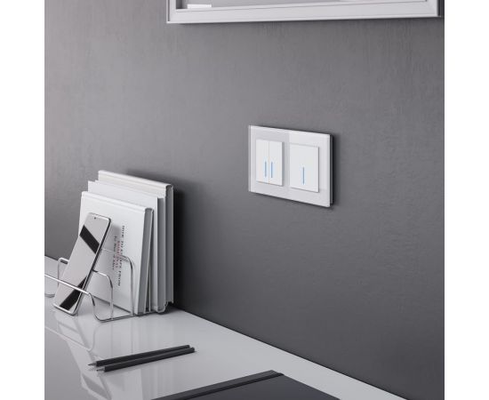 Сенсорный двухклавишный выключатель с подсветкой WERKEL W4520001 1000 Вт белый a057677 – изображение 2