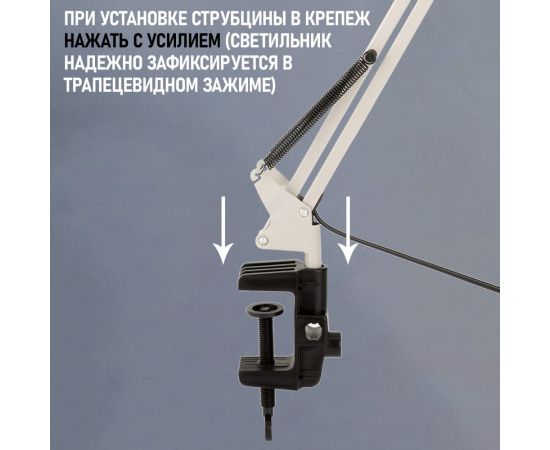 Настольная лампа REXANT Акцент на струбцине Е27 серая 603-1009 – изображение 3