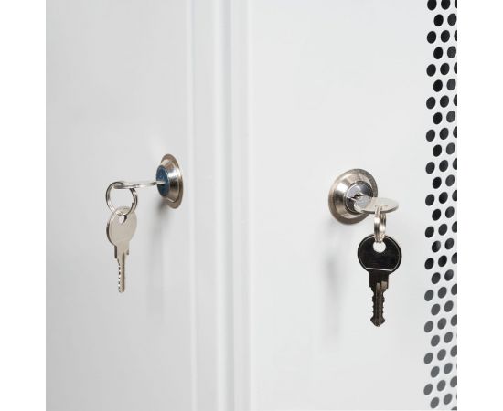 Настенный разборный шкаф КДДС 19"", 12U, ПЕРФОРИРОВАННАЯ дверь, 600x600, серый УТ000004355 – изображение 3