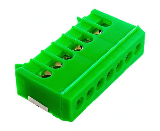 Шина PE земля в корпусном зеленом изоляторе на DIN-рейку REXANT 6x9 мм 7 групп 11-2321 – изображение 3