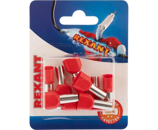 Штыревой втулочный изолированный наконечник REXANT F-14 мм 2x10 мм2 НШВи2 10-14 красный 10 шт 06-0413-A – изображение 4