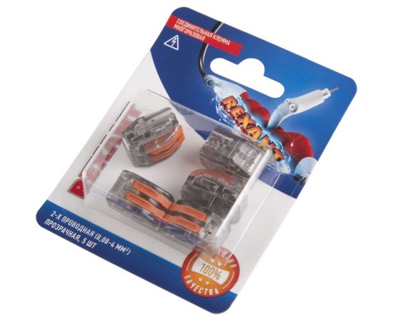 Соединительная 2-х проводная клемма REXANT с рычажком 0,08-4 мм2 прозрачная 5 шт 06-0203-A5 – изображение 4