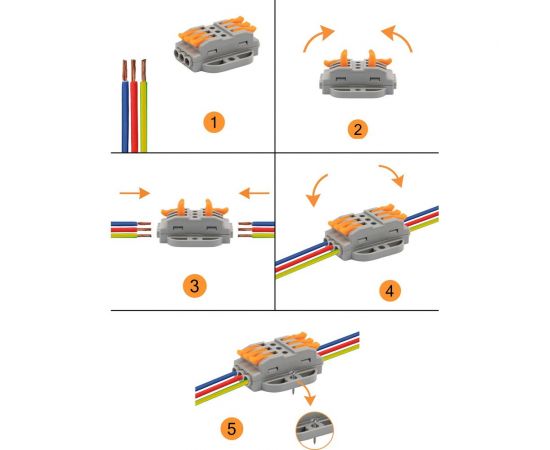 Проходная клемма REXANT с рычажком 3 полюса 0,08-4 мм2 с монтажной площадкой серая 25 шт 07-6263 – изображение 4