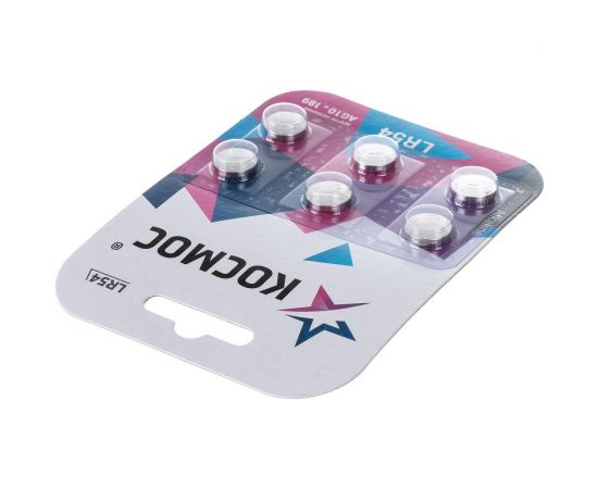 Элемент питания КОСМОС G10 (L1131/LR54/189/389) 1.5V Alkaline 6BL, KOCG10(LR54)BL6 – изображение 5